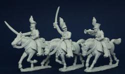 BWNRPK18 Brunswick Hussar Command Galloping. 2 Riders Have Separate Pivoting Arm. (3 Mounted Figures)