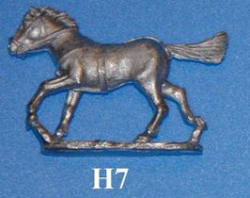 H7 Galloping horse stretching out. Right leg straight but angled forward, left leg in the process of stretching out