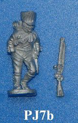 PJ7b Jaeger advancing, trail arms; right leg straight, left leg forward