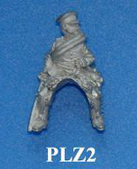 PLZ2 Mounted officer wearing the forage cap and rolled greatcoat. Holds sword down by right leg