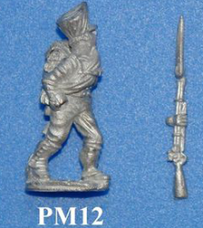 PM12 Left leg forward, right leg back, head turned to the left