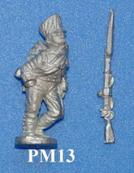 PM13 Left leg bent at the knee, right leg straight, head facing forward