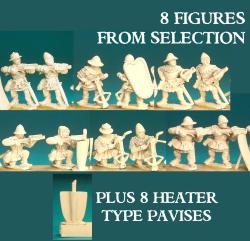 CHSPEC01 Genoese Crossbowmen with Pavises (8 figures) (Specialists) - SAGA Age of Chivalry