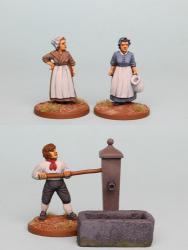 CNPK4 Napoleonic Civilian Pack, Man Working Water Pump, Plus 2 Women (Figs Sold Only As A Pack)