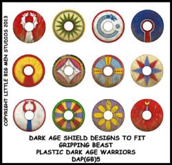 DAP(GB)5 Plastic Dark Age Warriors Shield Designs Five (12) GOTHS