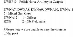 DWBP13 Polish Horse Artillery In Czapka 2 x 6lb Field Guns & Crew