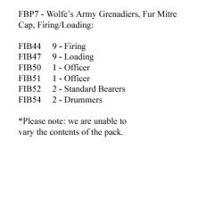 FBP7 Wolfe's Grenadier Battalions - British Grenadier, Fur Mitre Cap, Firing / Loading (24 Figures)