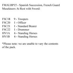 FMALBP15 French Guard Musketeers At Rest With Sword (12 Mounted Figures)