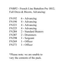 FNBP2 French Line Pre 1812, Full Dress & Bicorn, Advancing (25 Figures)