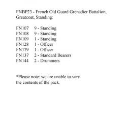 FNBP23 Old Guard Grenadiers. Greatcoat & Mixed Head Gear, Standing (25 Figures)
