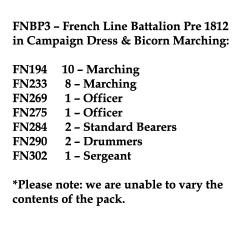FNBP3 French Line Pre 1812, Campaign Dress & Bicorn, Marching (25 Figures)