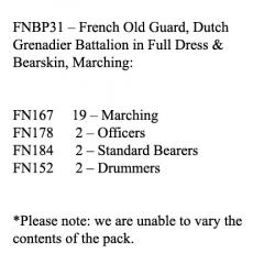 FNBP31 Old Guard Dutch Grenadiers. Full Dress & Bearskin, Marching (25 Figures)