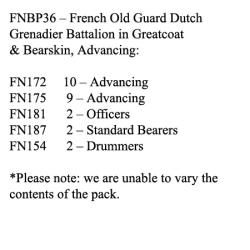 FNBP36 Old Guard Dutch Grenadiers. Greatcoat & Bearskin, Advancing (25 Figures)