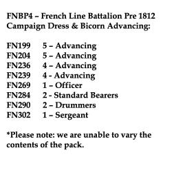 FNBP4 French Line Pre 1812, Campaign Dress & Bicorn, Advancing (25 Figures)