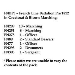 FNBP5 French Line Pre 1812, Greatcoat & Bicorn, Marching (25 Figures)