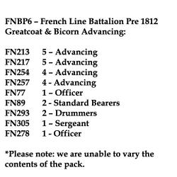 FNBP6 French Line Pre 1812, Greatcoat & Bicorn, Advancing (25 Figures)