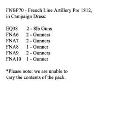 FNBP70 French Foot Artillery Of The Line. Campaign Dress - Pre 1812 (2 x 8lb Guns, 8 Crew)