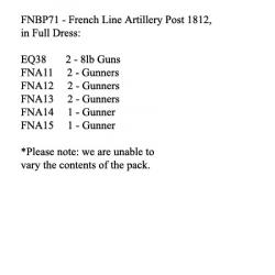 FNBP71 French Foot Artillery Of The Line. Full Dress - Post 1812 (2 x 8lb Guns, 8 Crew)