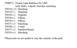 FNBP73 French Light Pre 1806 Early Shako, Colpack, Bearskin, Marching (25 Figures)