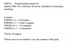 FNRS6 French Infantry Pre 1812, Full Dress & Bicorn, (Grenadiers In Bearskin) Marching (36 Figures)