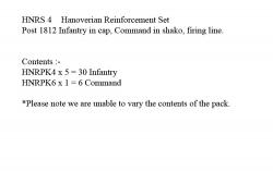 HNRS4 Hanoverian Post 1812 Infantry In Cap, Command In Shako, Firing Line (36 Figures)