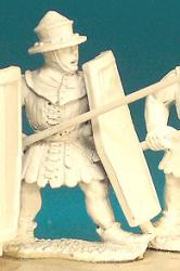 HW101 Pavesier In Aketon Standing Holding Spear Forward - Aketon And Kettle Hat (1 Figure)