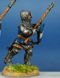 HW27 Dismounted Man At Arms - Advancing With Short Lance & Shield - Cyclas Surcoat & Globular Bascinet (1 figure)