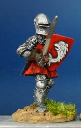 HW28 Dismounted Man At Arms - Standing With Sword & Shield - Short Surcoat & Helm (1 figure)