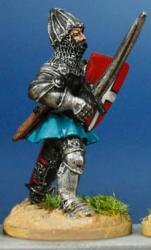 HW29 Dismounted Man At Arms - Standing With Sword & Shield - Short Surcoat & Ornate Bascinet (1 figure)