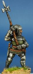 HW51 Dismounted Man At Arms -Standing With Poleaxe Raised - White Harness & Bascinet (1 figure)