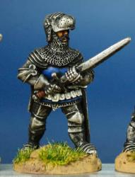HW53 Dismounted Man At Arms - Standing With Hand & Half Sword - White Harness & Bascinet Visor Up (1 figure)