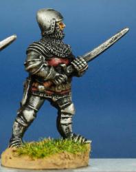 HW54 Dismounted Man At Arms - Standing With Hand & Half Sword - White Harness & Bascinet (1 figure)