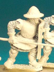 HW91 Pavesier In Livery Tunic Standing Holding Spear Forward - Livery Tunic & Kettle Hat (1 Figure)