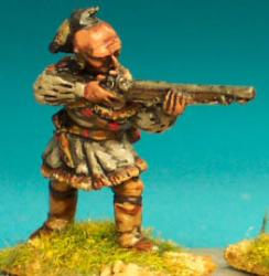 IND1(FR) Warrior In Hunting Shirt, Standing Firing Musket