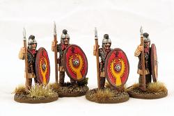 LR06 Late Roman Hearthguards — Crested Helmets (4 Figures)