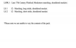 LSPK1 Flintlock Musketeers Marching, Shouldered Muskets (Excludes Command) (24 Figures)