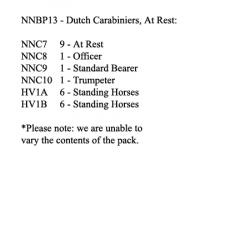 NNBP13 Dutch Carabiniers, At Rest (12 Mounted Figures)