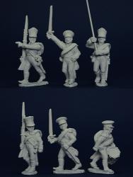 PSNRPK12 Prussian Reservist Command In Caps And Shakos, Advancing (6 Figures)