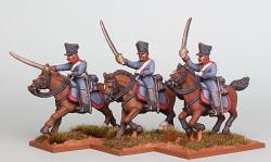 PSNRPK22 Prussian Dragoon Galloping/Attacking. Separate Pivoting Sabre Arms (3 Mounted Figures)