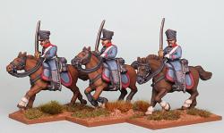 PSNRPK23 Prussian Dragoon Galloping, Shouldered Sabres. Separate Pivoting Sabre Arms (3 Mounted Figures)