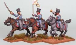 PSNRPK24 Prussian Dragoon Command Galloping. Officer With Separate Pivoting Sabre Arm. (3 Mounted Figures)