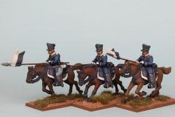 PSNRPK25 Prussian Landwehr Cavalry Galloping/Attacking, Lance Forward (3 Mounted Figures)