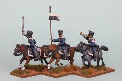 PSNRPK27 Prussian Landwehr Command, Galloping. Separate Pivoting Arms, (3 Mounted Figures)