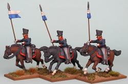 PSNRPK32 Prussian Uhlans Galloping, Lance Up. Separate Pivoting Lance Arms (3 Mounted Figures)
