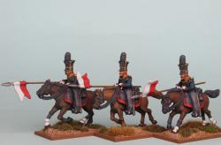PSNRPK34 Prussian Guard Uhlans Galloping/Attacking, Lance Forward (3 Mounted Figures)