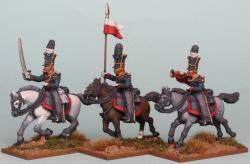 PSNRPK36 Prussian Guard Ulhan Command, Galloping. Separate Pivoting Arms (3 Mounted Figures)