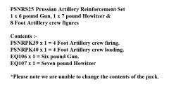 PSNRS25 Prussian Foot Artillery (6LB Gun, 7LB Howitzer & 8 Figures)
