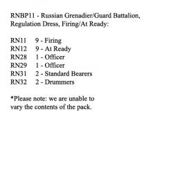RNBP11 Russian Grenadier / Guard Battalion, Regulation Dress, Firing / At Ready (24 Figures)