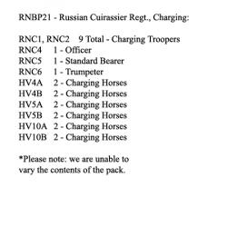 RNBP21 Russian Cuirassier Regiment, Charging (12 Mounted Figures)