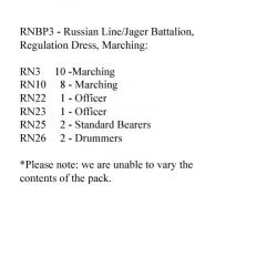 RNBP3 Russian Line Musketeer / Jager Battalion, Regulation Dress, Marching (24 Figures)
